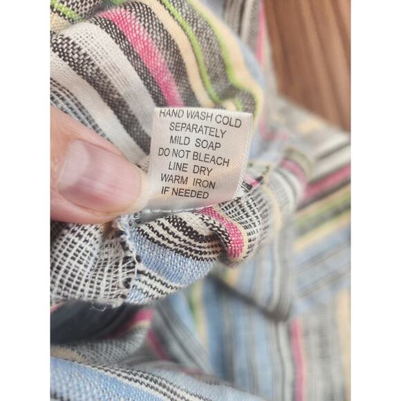 For Cynthia dress sz small linen blend multi color striped pockets lagenlook - Picture 10 of 10